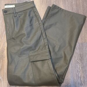 TGLA Vegan Leather Olive Green Cargo Pants Womens Size 11